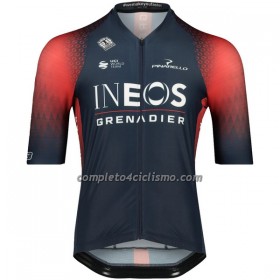 Completo Maglia + Pantaloncino con bretelle 2023 INEOS Grenadiers Manica Corta Blu Scuro